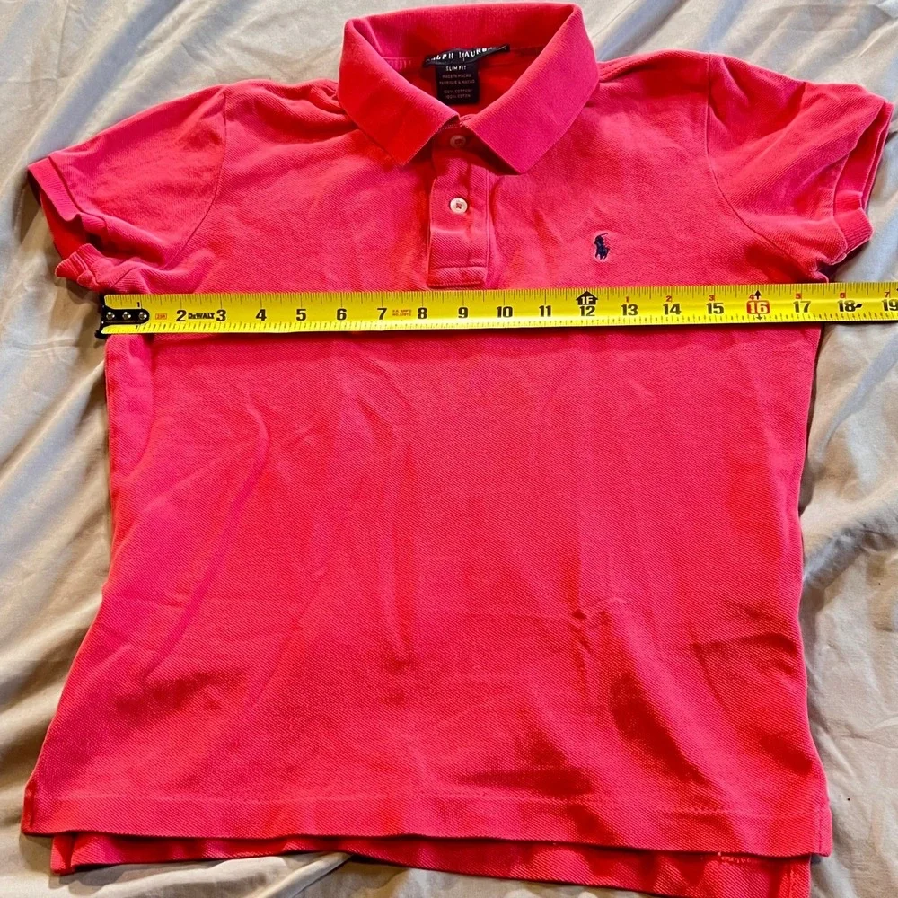 Kids Girls Ralph Lauren Pink Short Sleeve Polo Shirt Embroidered Pony Size 7